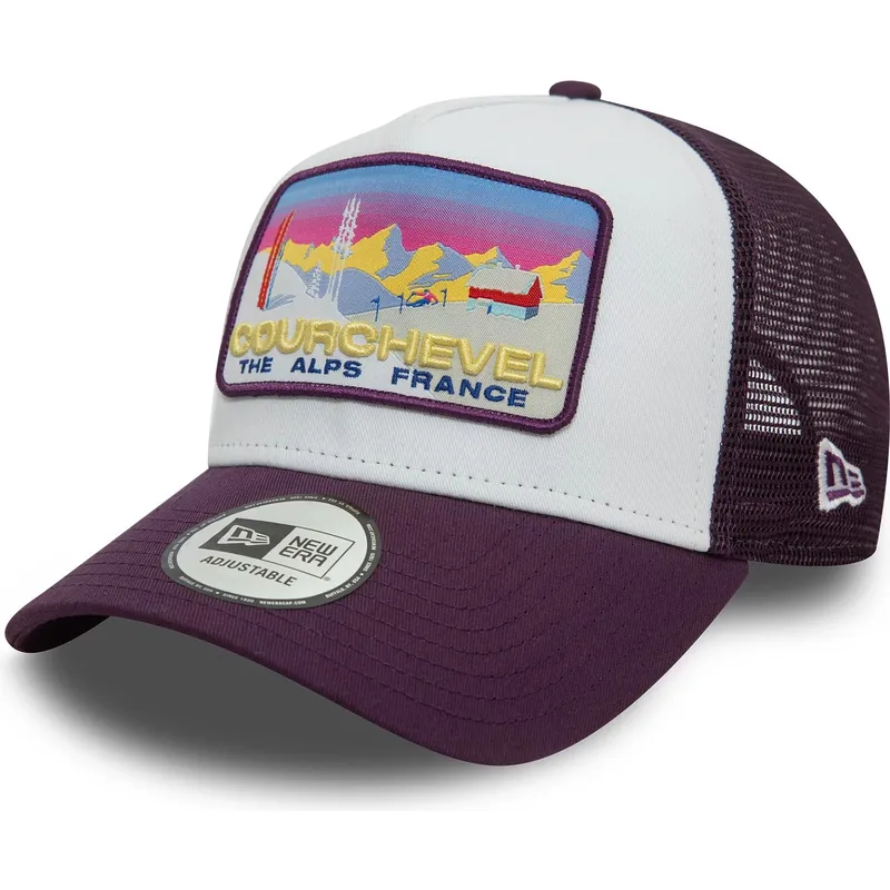 mutzen-gebogen-violett-snapback-a-frame-ski-patch-der-courchevel-ciudades-y-playas-von-new-era