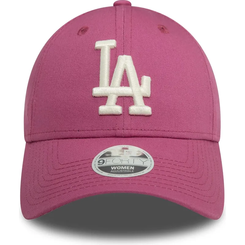 mutzen-gebogen-rosa-verstellbares-band-9forty-league-essential-der-los-angeles-dodgers-mlb-von-new-era