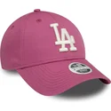mutzen-gebogen-rosa-verstellbares-band-9forty-league-essential-der-los-angeles-dodgers-mlb-von-new-era