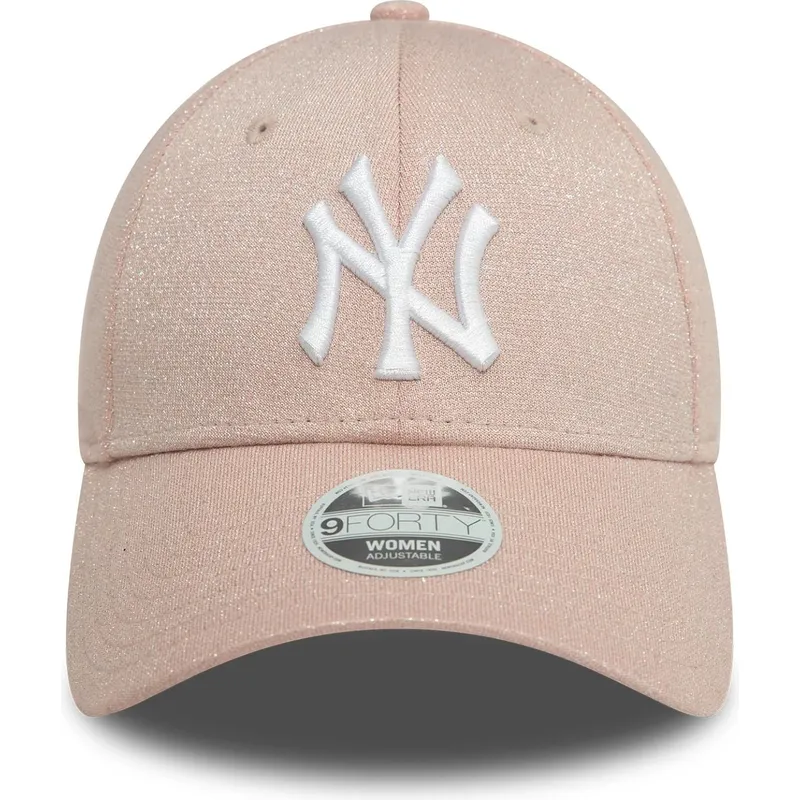 gebogene-rosa-verstellbare-damenkappe-9forty-glitter-der-new-york-yankees-mlb-von-new-era