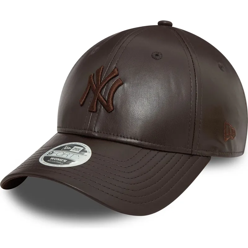 mutzen-gebogen-braun-verstellbares-band-9forty-midi-pu-der-new-york-yankees-mlb-von-new-era