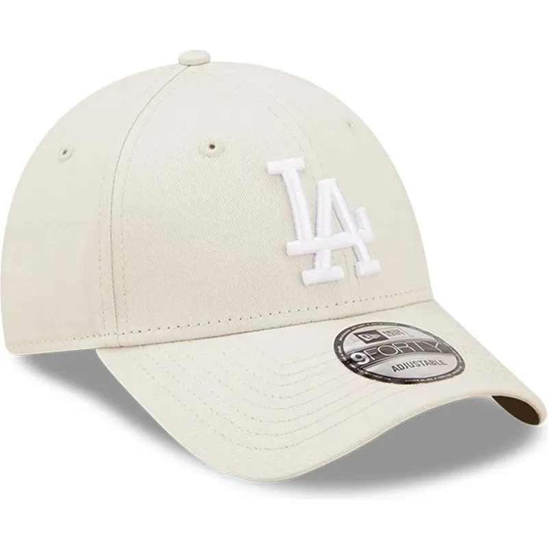 beige-verstellbare-curved-cap-9forty-league-essential-der-los-angeles-dodgers-mlb-von-new-era