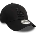 schwarze-anpassbare-gebogene-kappe-mit-schwarzem-logo-39thirty-monochrome-der-los-angeles-dodgers-mlb-von-new-era