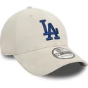 beige-gebogener-kappe-mit-blauem-logo-39thirty-faux-suede-von-los-angeles-dodgers-mlb-von-new-era