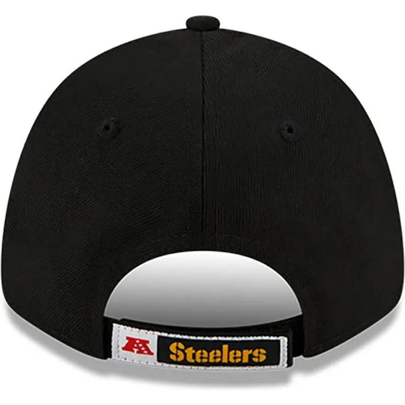 schwarze-gebogene-verstellbare-kinderkappe-9forty-the-league-der-pittsburgh-steelers-nfl-von-new-era