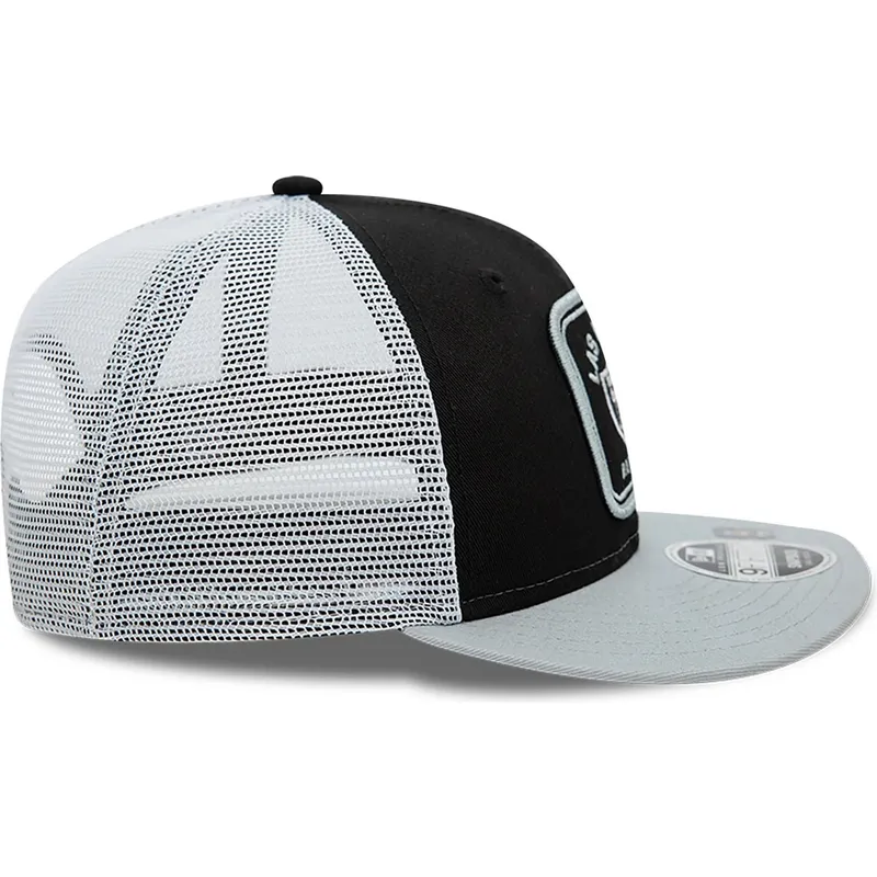 schwarze-und-graue-9fifty-low-profile-patch-trucker-kappe-der-las-vegas-raiders-nfl-von-new-era