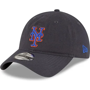 New Era 9TWENTY Core Classic verstellbare graue Kappe mit gebogenem Schirm der New York Mets MLB