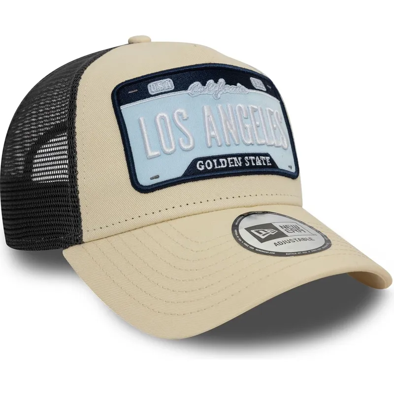 mutzen-gebogen-beige-snapback-a-frame-license-plate-der-los-angeles-ciudades-y-playas-von-new-era