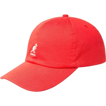Kangol Verstellbare Gebogene Kappe in Rot "Washed Baseball Cherry Glow"