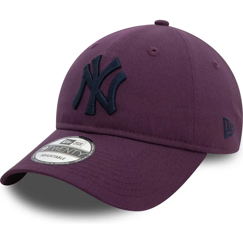 mutzen-gebogen-violett-verstellbares-band-9twenty-league-essential-der-new-york-yankees-mlb-von-new-era