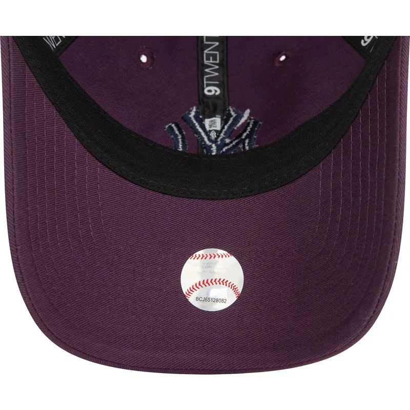 mutzen-gebogen-violett-verstellbares-band-9twenty-league-essential-der-new-york-yankees-mlb-von-new-era