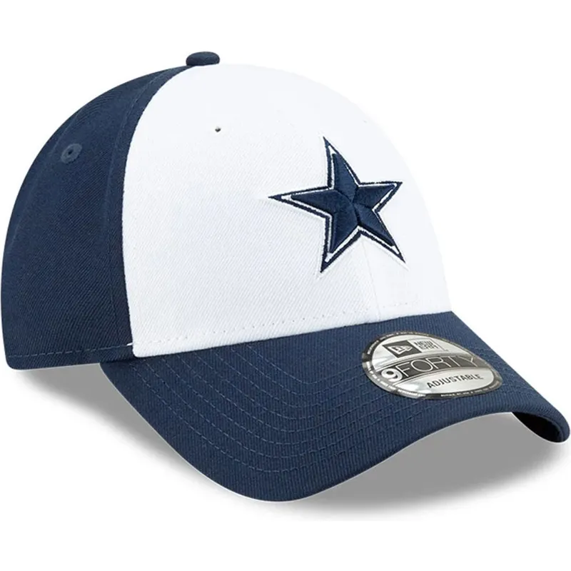 weisse-und-marineblaue-verstellbare-curved-cap-9forty-the-league-dallas-cowboys-nfl-von-new-era