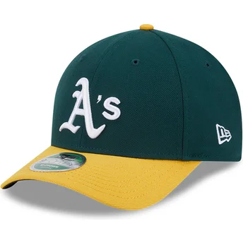 Grüne und gelbe gebogene Kappe snapback 9FORTY M-Crown Player Replica von Oakland Athletics MLB von New Era
