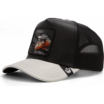 trucker-cap-schwarz-und-grau-schlange-mamba-shleather-snake-the-farm-von-goorin-bros