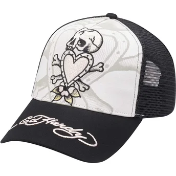 Ed Hardy Death Before schwarze und weiße Trucker-Kappe