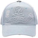 ed-hardy-curved-brim-denim-embossed-skull-blue-adjustable-cap