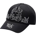 verstellbare-schwarze-kappe-mit-gebogenem-schirm-flaming-skull-von-ed-hardy