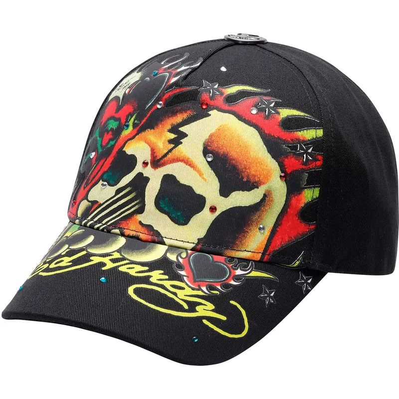 schwarze-verstellbare-curved-cap-skull-chopper-von-ed-hardy