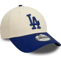beige-und-blaue-verstellbare-curved-cap-9forty-colour-block-der-los-angeles-dodgers-mlb-von-new-era