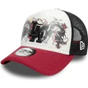 new-era-9forty-a-frame-graphic-dragon-los-angeles-dodgers-mlb-white-black-and-red-trucker-hat