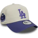 new-era-curved-brim-purple-logo-9forty-a-frame-world-series-patch-los-angeles-dodgers-mlb-beige-and-purple-snapback-cap