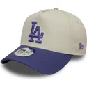 beige-violette-snapback-kappe-mit-gebogenem-schirm-und-violettem-logo-9forty-a-frame-world-series-patch-der-los-angeles-dodgers-