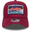 rote-trucker-kappe-9forty-a-frame-patch-von-los-angeles-dodgers-mlb-von-new-era