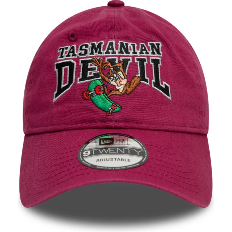 rote-verstellbare-gebogene-kappe-9twenty-washed-tasmanischer-teufel-looney-tunes-von-new-era