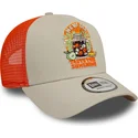 beige-orangefarbene-trucker-cap-9forty-a-frame-summer-patch-von-taste-the-sunshine-von-new-era
