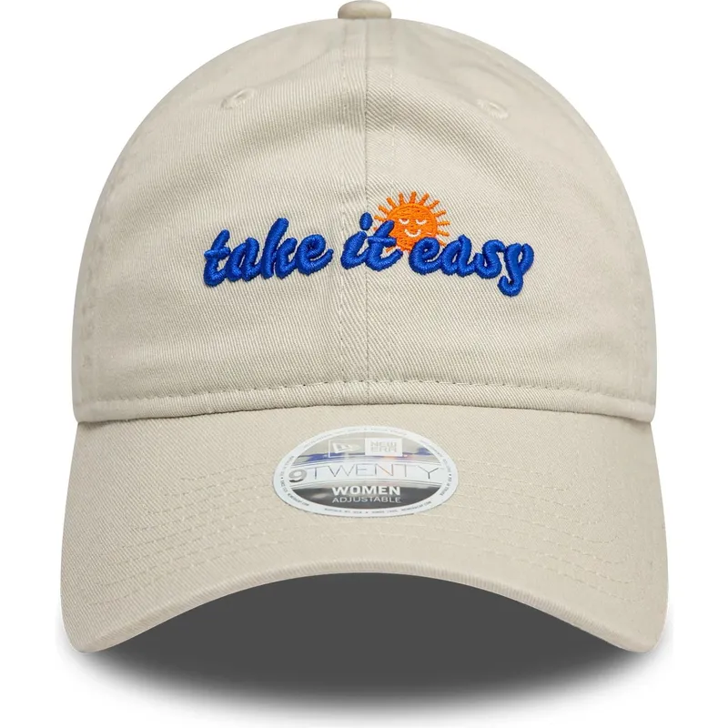 beige-verstellbare-curved-cap-fur-damen-9twenty-take-it-easy-von-new-era