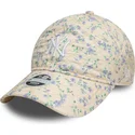 beige-verstellbare-damenkappe-9twenty-floral-quilt-der-new-york-yankees-mlb-von-new-era