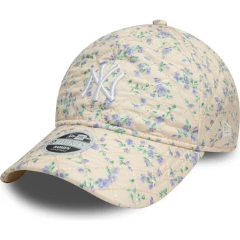 Verstellbare beige Damen-Cap 9TWENTY Floral Quilt New York Yankees MLB von New Era