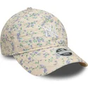 beige-verstellbare-damenkappe-9twenty-floral-quilt-der-new-york-yankees-mlb-von-new-era