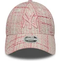 new-era-curved-brim-women-pink-logo-9forty-tweed-new-york-yankees-mlb-pink-adjustable-cap