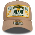 new-era-curved-brim-9forty-a-frame-license-plate-cities-and-beaches-miami-light-brown-snapback-cap