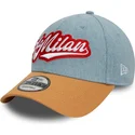 blaue-und-braune-verstellbare-curved-cap-9forty-denim-von-ac-milan-serie-a-von-new-era