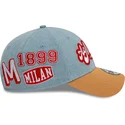 blaue-und-braune-verstellbare-curved-cap-9forty-denim-von-ac-milan-serie-a-von-new-era