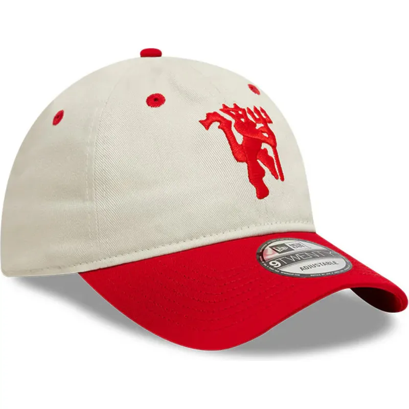 weisse-und-rote-verstellbare-curved-cap-9twenty-contrast-visor-von-manchester-united-football-club-premier-league-von-new-era