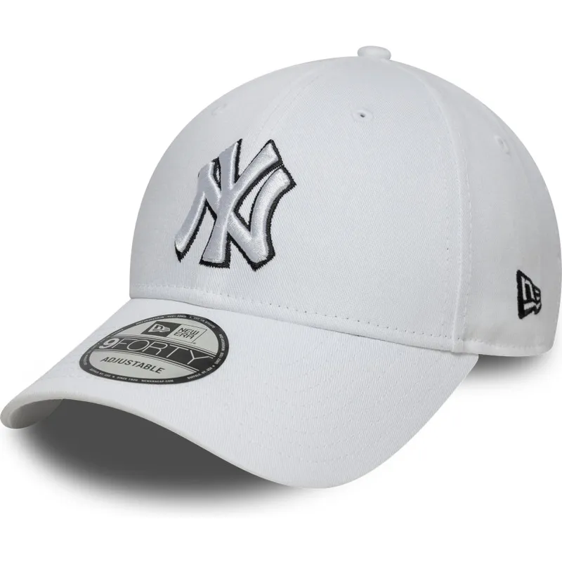 weisse-verstellbare-curved-cap-9forty-outline-der-new-york-yankees-mlb-von-new-era