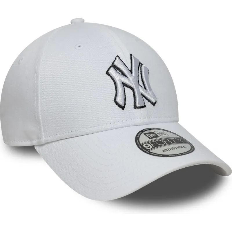 weisse-verstellbare-curved-cap-9forty-outline-der-new-york-yankees-mlb-von-new-era