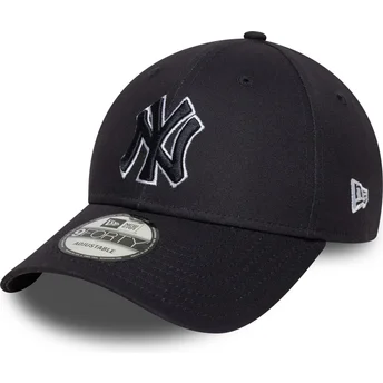 Marineblaue verstellbare Curved Cap mit marineblauen Logo 9FORTY Outline der New York Yankees MLB von New Era