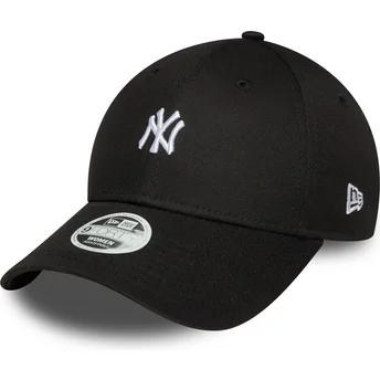 Schwarze gebogene verstellbare Damenkappe 9FORTY Mini Logo der New York Yankees MLB von New Era