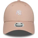 verstellbare-rosa-damenkappe-mit-gebogenem-schirm-9forty-mini-logo-der-new-york-yankees-mlb-von-new-era