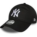 schwarze-verstellbare-curved-cap-fur-damen-9twenty-league-essential-der-new-york-yankees-mlb-von-new-era