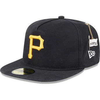 Schwarze enganliegende 59FIFTY A Frame Flatcap Championship Side Flag der Pittsburgh Pirates MLB von New Era
