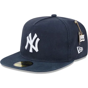 New Era Flat Brim 59FIFTY A Frame Championship Side Flag New York Yankees MLB Navy Blue Fitted Cap