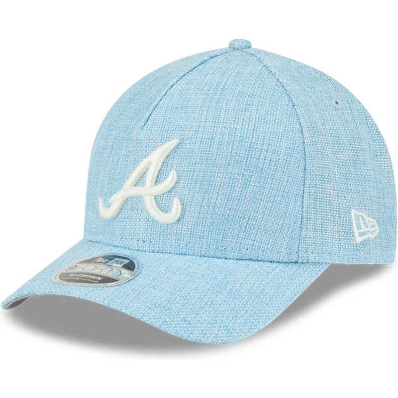 hellblaue-gebogene-snapback-kappe-9forty-m-crown-a-frame-cotton-weave-der-atlanta-braves-mlb-von-new-era