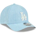 hellblaue-gebogene-snapback-kappe-9forty-m-crown-a-frame-cotton-weave-der-los-angeles-dodgers-mlb-von-new-era