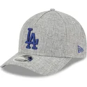 graue-gebogene-snapback-kappe-mit-blauem-logo-9forty-m-crown-a-frame-cotton-weave-der-los-angeles-dodgers-mlb-von-new-era