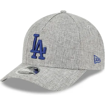 New Era Curved Brim Blue Logo 9FORTY M-Crown A Frame Cotton Weave Los Angeles Dodgers MLB Grey Snapback Cap